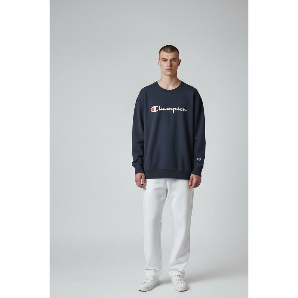 Champion Navy Logo Crewneck XXL Vintage Inspired Athleisure Classic